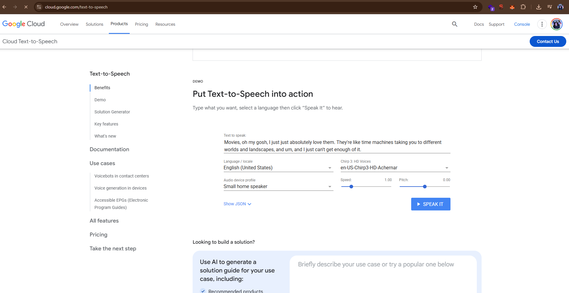 Google TTS Interface
