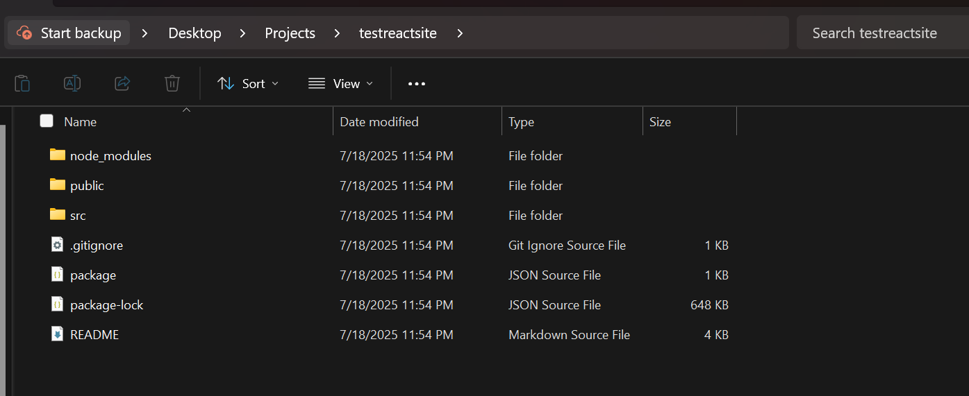 React Project File Structure in VS Code