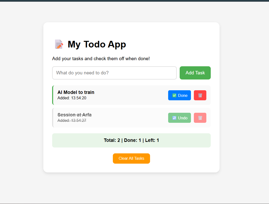 Mini Project Todo App HTML JS DOM Screenshot