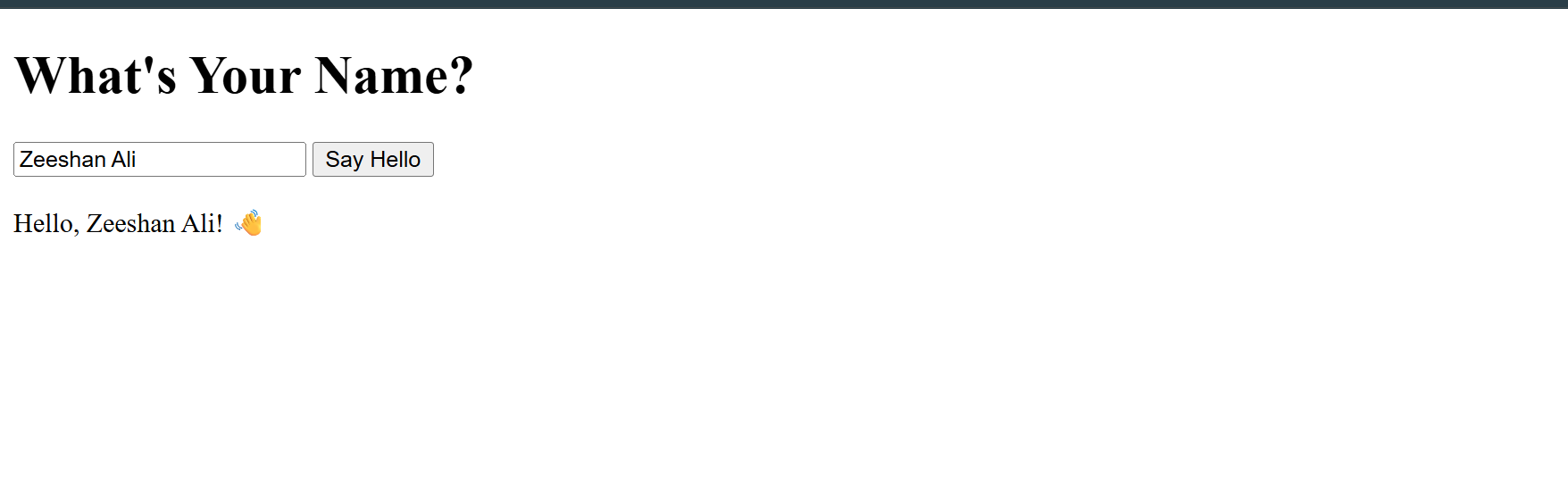 Saying Hello to What User Types Working Screenshot