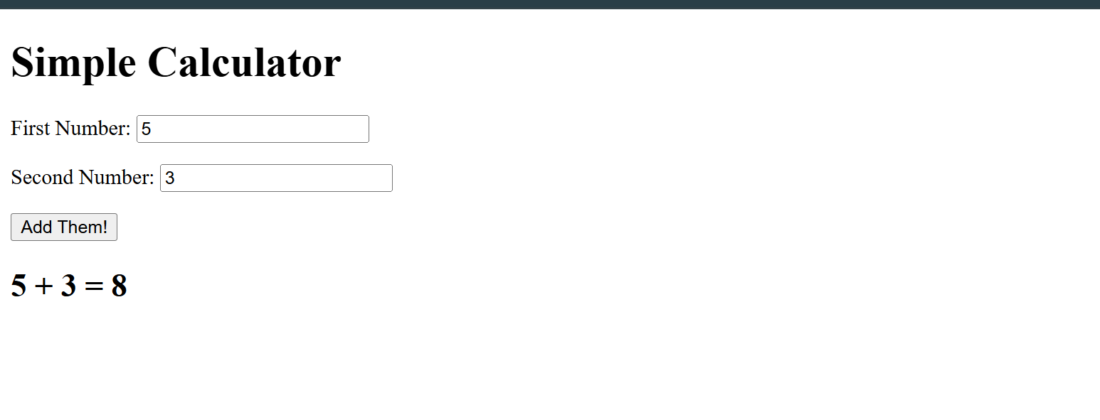 Simple Calculator HTML DOM Working Screenshot