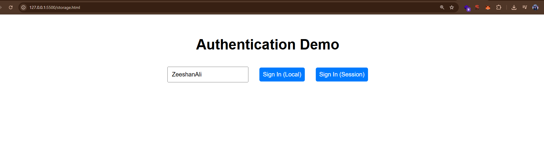 Sign-In Demo with Storage